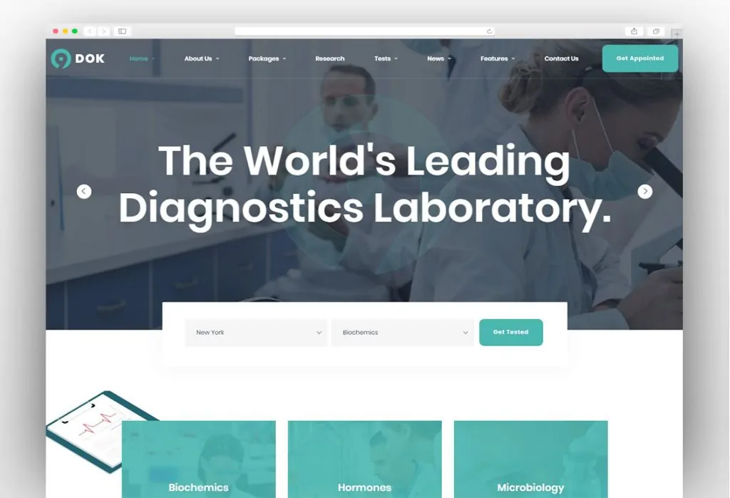 Ninedok - Laboratory & Research WordPress Theme