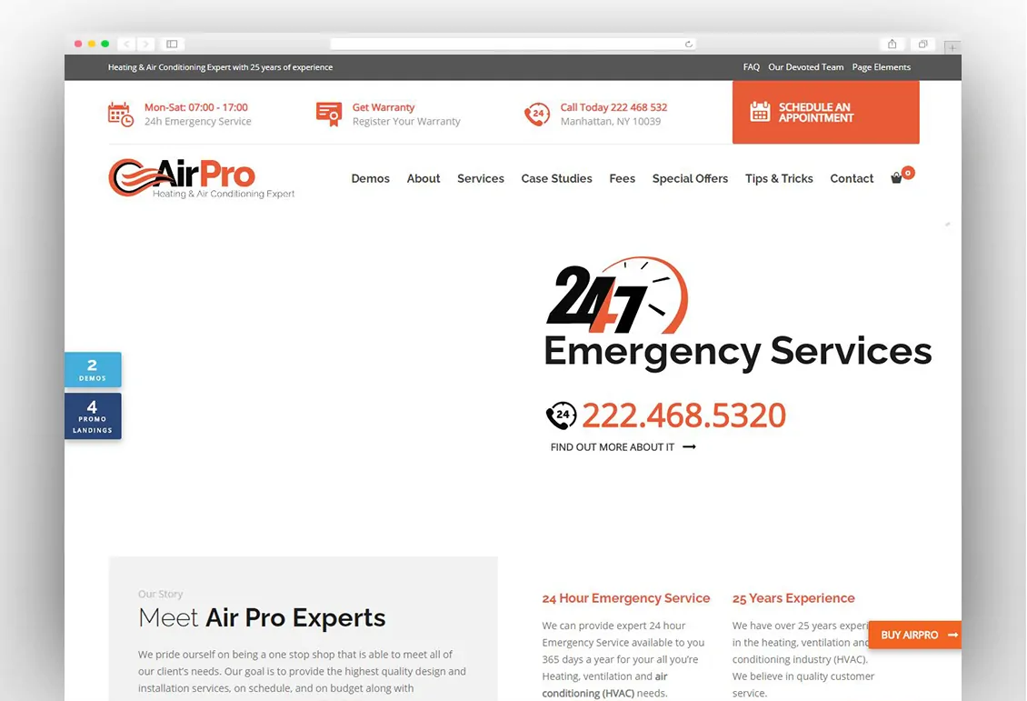 AirPro - Heating and Air conditioning WordPress Theme for Maintenance Services