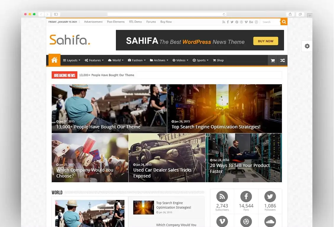 Sahifa - Responsive WordPress News / Magazine / Blog Theme