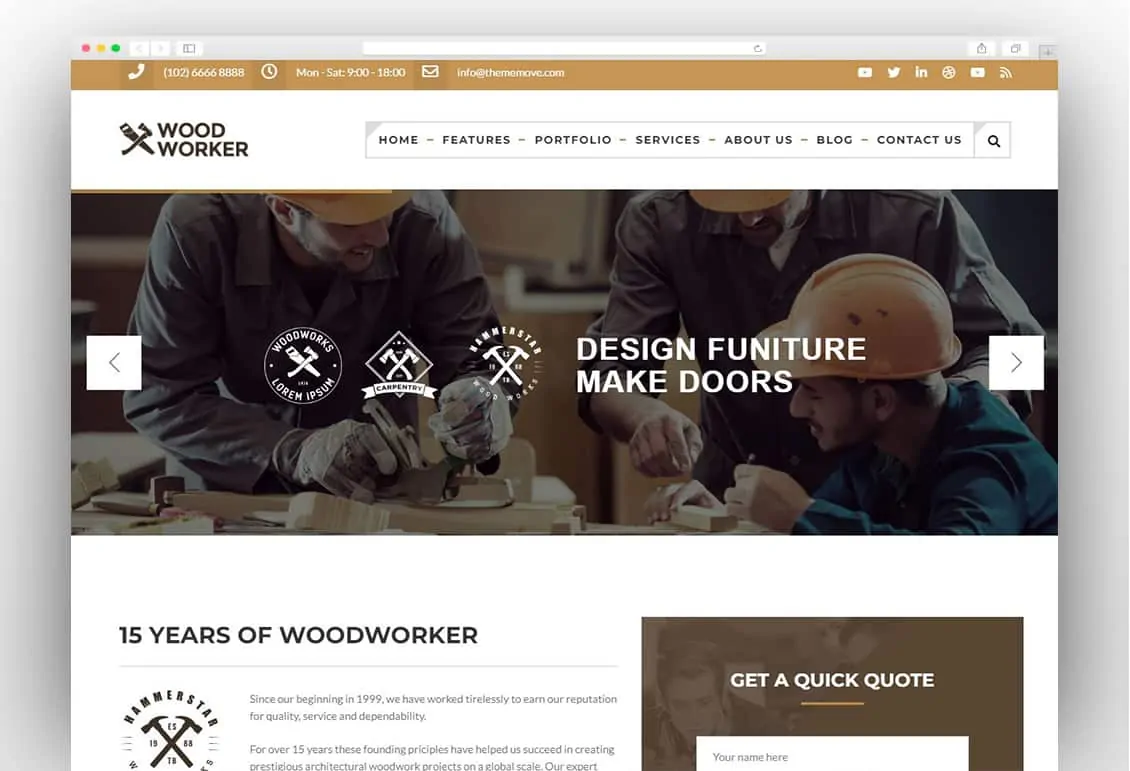 WoodWorker - Carpenter Handy Service WordPress Theme
