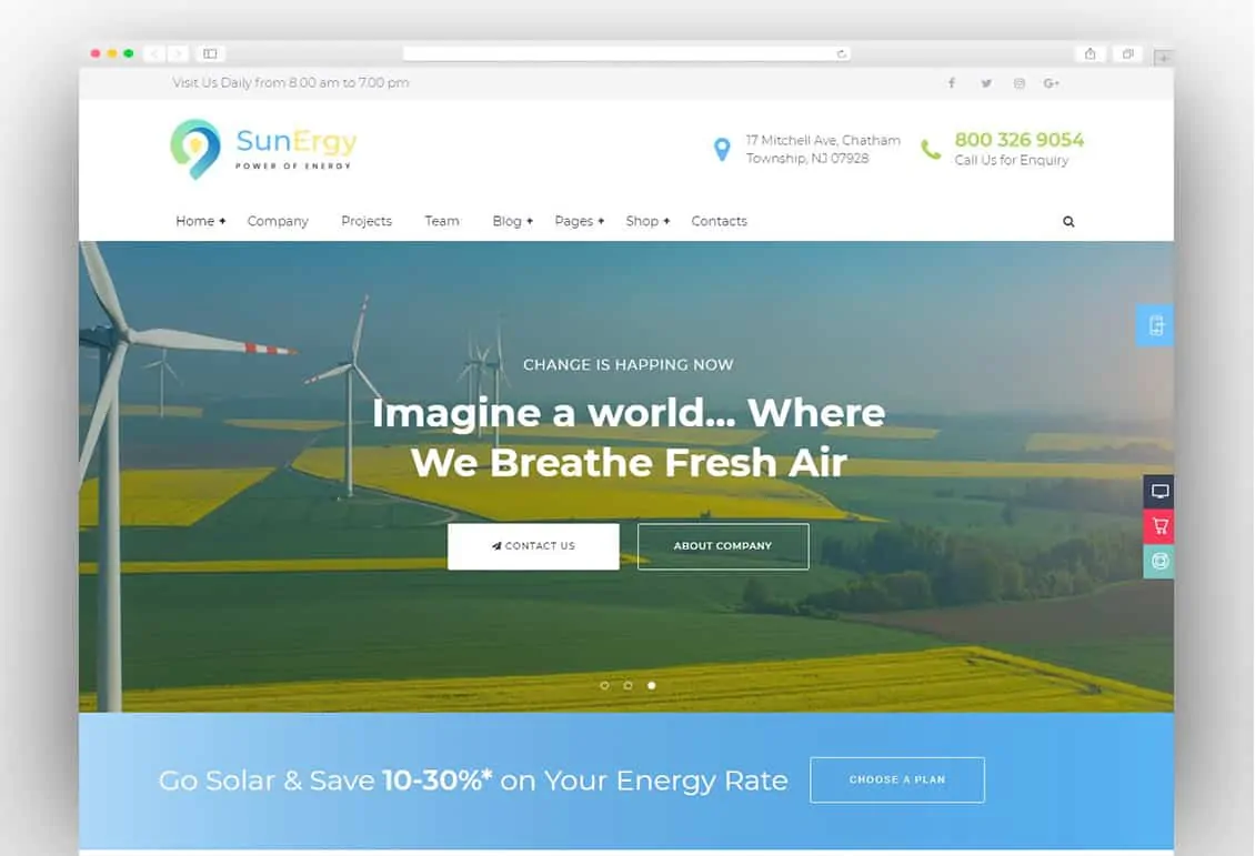 Sunergy - Green Ecology Solar & Wind Energy WordPress Theme