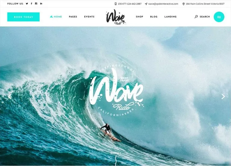 WaveRide Surfing and Water Sports WordPress Theme